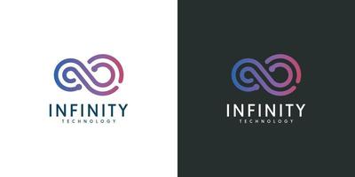 infinity tech-logotyp med linjekonststil vektor