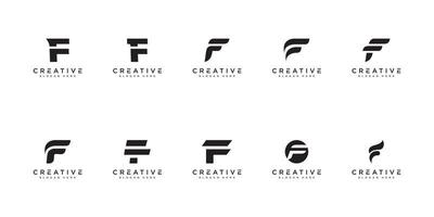 uppsättning av första bokstaven f logotyp formgivningsmall. vektor