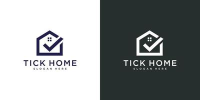 tick house logotyp design vektor mall