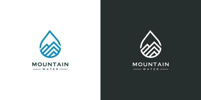 minimalistisk berg med vattendroppe logotyp design vektor