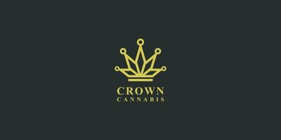 krona cannabis marijuana blad logotyp vektor
