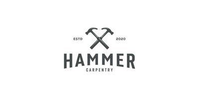 Hammer-Logo-Vektor-Emblem-Vintage-Design vektor