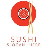 sushi logo fisch essen japan restaurant. japanisches meeresfrüchte-logo asiatisches abendessen vektor