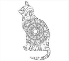 Süße Katze Mandala Färbung Vector Illustration Design.