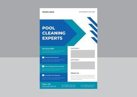 Flyer-Vorlage für Pool-Reinigungsdienste, Flyer-Design für Pool-Wartungsdienste, Flyer-Design für Pool-Reinigungsdienste vektor