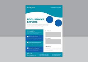 Flyer-Vorlage für Pool-Reinigungsdienste, Flyer-Design für Pool-Wartungsdienste, Flyer-Design für Pool-Reinigungsdienste vektor