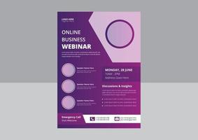 mall för flygblad för företagswebinar. online webbinar flygblad design. webinar konferens flyer affisch design. vektor