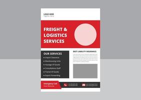 mall för flygblad för fraktlogistiktjänster. design av flygblad för transportlogistiktjänster. omslag, affisch, broschyr, flygblad design. vektor