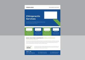 Chiropraktik-Flyer-Vorlage, Poster für Chiropraktik- und Rehabilitationsdienste, Flyer-Design für Chiropraktik-Dienste. vektor
