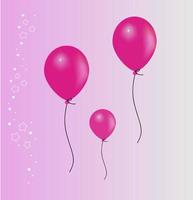babydusche horizontales banner mit heliumballons und sternen auf rosa hintergrund. Vektor 3D-Darstellung