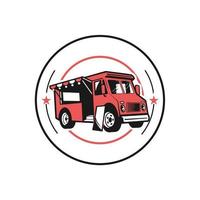 Rundes Logo von Food Truck, die Logos haben einen Retro-Look
