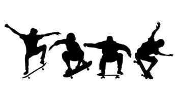 schwarze Silhouetten von Skateboardern auf weißem Hintergrund