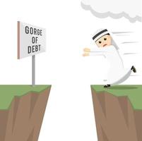 geschäftsmann arabische schlucht des schuldendesigncharakters auf weißem hintergrund vektor