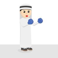 Geschäftsmann arabischer Boxer-Design-Charakter auf weißem Hintergrund vektor