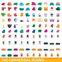 100 universelle Symbole im Cartoon-Stil vektor