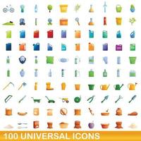 100 universelle Symbole im Cartoon-Stil vektor