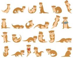 otterikonen stellten karikaturvektor ein. Europäisches Tier vektor
