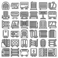Symbolsatz für elektrische Heizung, Umrissstil vektor