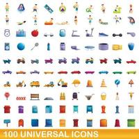 100 universelle Symbole im Cartoon-Stil vektor