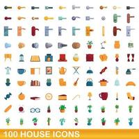 100 Haussymbole im Cartoon-Stil vektor