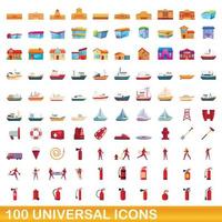 100 universelle Symbole im Cartoon-Stil vektor