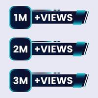1 Million bis 3 Millionen plus Views Feier-Thumbnail-Designvektor vektor