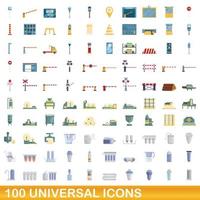 100 universelle Symbole im Cartoon-Stil vektor