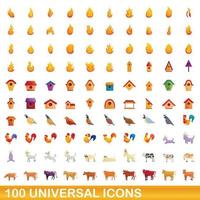 100 universelle Symbole im Cartoon-Stil vektor