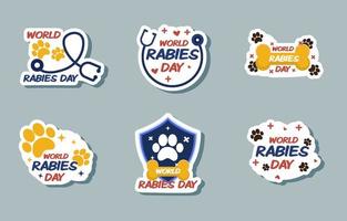ställ in klistermärke World rabies day vektor