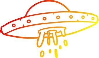warme Farbverlaufslinie, die fliegendes UFO zeichnet vektor