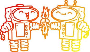 warme Gradientenlinie Zeichnung Cartoon-Roboter verbinden vektor