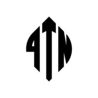 Qtn-Kreisbuchstaben-Logo-Design mit Kreis- und Ellipsenform. qtn Ellipsenbuchstaben mit typografischem Stil. Die drei Initialen bilden ein Kreislogo. qtn Kreisemblem abstrakter Monogramm-Buchstabenmarkierungsvektor. vektor