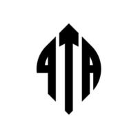 QTA-Kreisbuchstaben-Logo-Design mit Kreis- und Ellipsenform. qta Ellipsenbuchstaben mit typografischem Stil. Die drei Initialen bilden ein Kreislogo. QTA-Kreis-Emblem abstrakter Monogramm-Buchstaben-Markierungsvektor. vektor