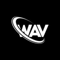 wav logotyp. wav bokstav. wav-bokstavslogotypdesign. initialer wav logotyp länkad med cirkel och versaler monogram logotyp. wav typografi för teknik, företag och fastighetsmärke. vektor