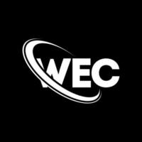 wec-Logo. wir brief. wec-Buchstaben-Logo-Design. Initialen wec-Logo verbunden mit Kreis und Monogramm-Logo in Großbuchstaben. wec-typografie für technologie-, geschäfts- und immobilienmarke. vektor