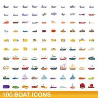 100 Bootssymbole im Cartoon-Stil vektor