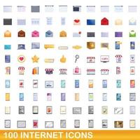 100 Internet-Icons gesetzt, Cartoon-Stil vektor