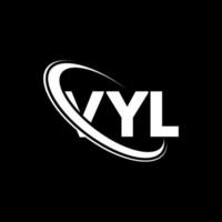 Vyl-Logo. Vyl-Brief. Vyl-Brief-Logo-Design. Initialen-Vyl-Logo, verbunden mit Kreis und Monogramm-Logo in Großbuchstaben. Vyl-Typografie für Technologie-, Geschäfts- und Immobilienmarken. vektor