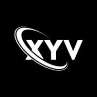 xyv-Logo. xyv-Brief. xyv-Buchstaben-Logo-Design. xyv-Logo mit den Initialen, verbunden mit einem Kreis und einem Monogramm-Logo in Großbuchstaben. xyv-typografie für technologie-, geschäfts- und immobilienmarke. vektor