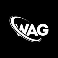 wag logotyp. vicka brev. logga design för logga. initialer logga kopplad med cirkel och versaler monogram logotyp. wag typografi för teknik, företag och fastigheter varumärke. vektor