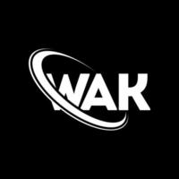 wak logotyp. wak brev. wak brev logotyp design. initialer wak logotyp länkad med cirkel och versaler monogram logotyp. wak typografi för teknik, affärs- och fastighetsmärke. vektor
