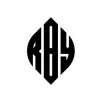 rby cirkel bokstavslogotyp design med cirkel och ellipsform. rby ellips bokstäver med typografisk stil. de tre initialerna bildar en cirkellogotyp. rby cirkel emblem abstrakt monogram bokstav märke vektor. vektor