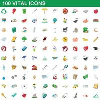 100 wichtige Symbole im Cartoon-Stil