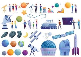 Planetarium-Icons-Set, Cartoon-Stil vektor