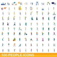 100 Personen Icons Set, Cartoon-Stil vektor