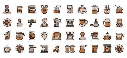 Barista-Symbole setzen Umrissvektor. Kaffee Herstellung vektor
