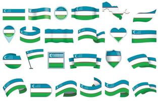 Usbekistan ikoner som tecknad vektor. National flagga vektor