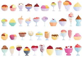 Gelato Bowl Icons Set, Cartoon-Stil vektor