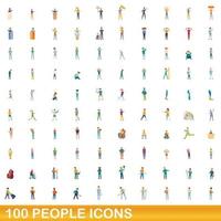 100 Personen Icons Set, Cartoon-Stil vektor