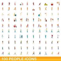 100 Personen Icons Set, Cartoon-Stil vektor